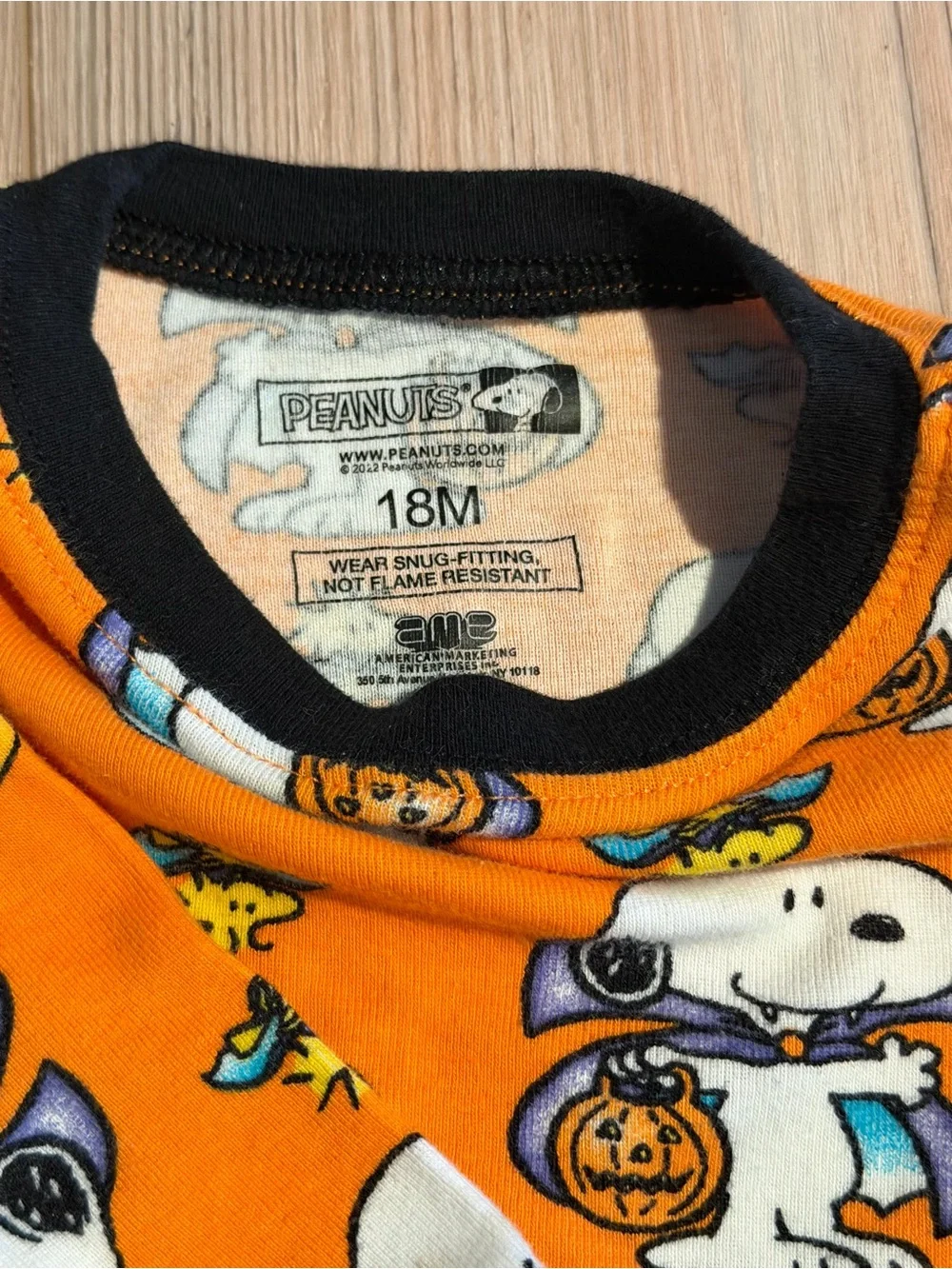 Peanuts Orange Halloween Snoopy Pajama Set with Black Trim